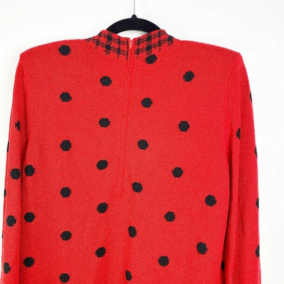 Mike Korwin Polka Dot Plaid Back Zip Sweater Sz 12 - Picture 4 of 5